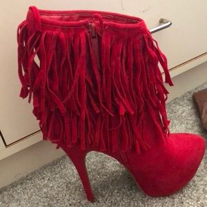Red heel boots